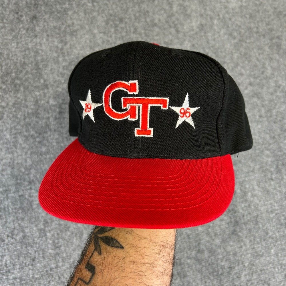 Vintage Otto Cap GT 1996 Snapback Hat Black Red Two Tone Green Underbrim